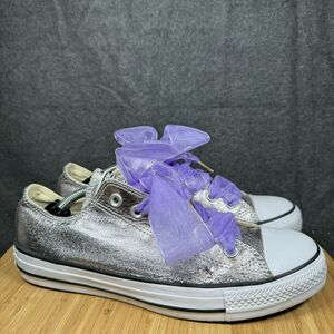 Converse All Star Metallic Silver Womens 9 Lace Up Shoes Sneakers